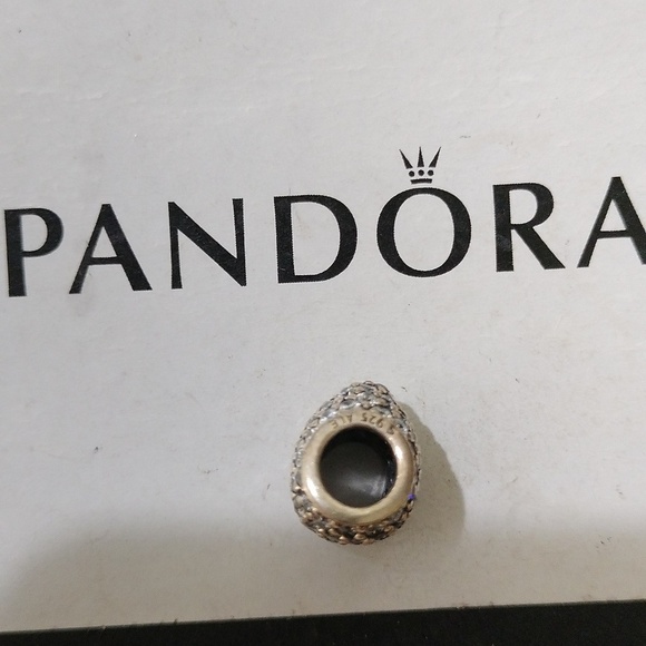 Pandora Retired Sterling Silver Pave Heart Bead with Clear Zirconia - 791052CZ - Picture 3 of 5